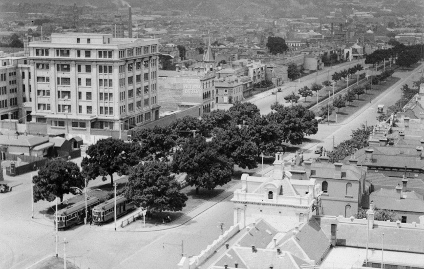 Fitzroy, View of Victoria Parade, F. Oswald Barnett, 1935, SLV (cropped)